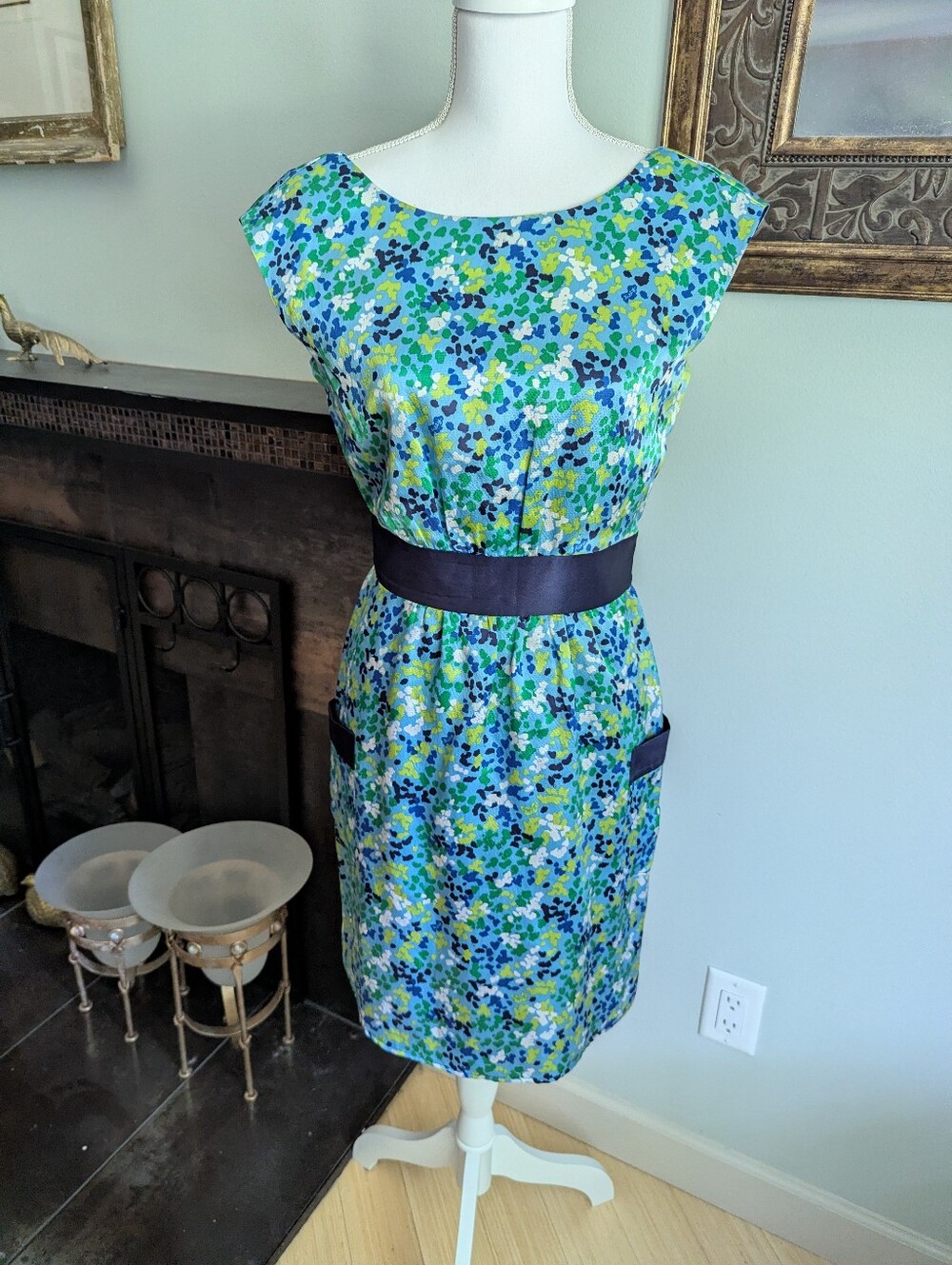 Lilly Pulitzer 2 Silk Floral Dress Blue Kimball Oops I Spilled it Again 162A